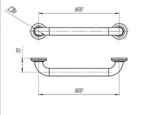 Поручень прямой  нерж. , длина 800 мм, D трубы 32 мм