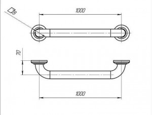 Поручень прямой нерж., длина 1000 мм, D трубы 32 мм