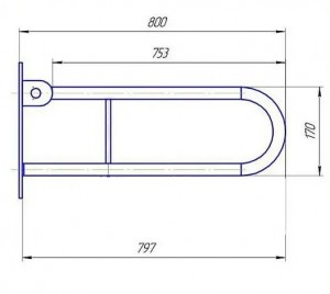 Поручень откидной с креплением в стену