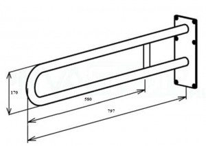 Поручень  неоткидной , крепление к стене