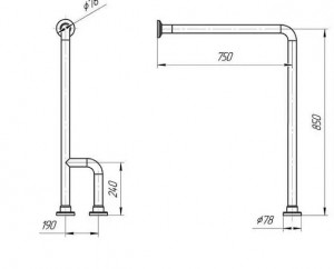 Поручень пол-стена Г-образный